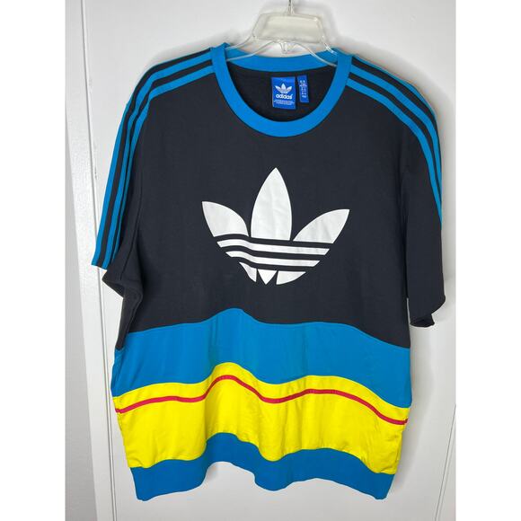 Adidas Men's Colorblock Short Sleeve Sweatshirt Black ~ Size 3XL - Picture 1 of 5
